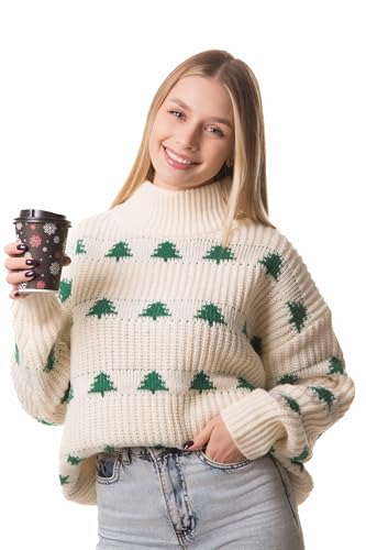 Madore Beige Green Christmas Tree Sweater for Women Adult Pullover Outfits Plus Holiday Xmas 2024 Woman Womens