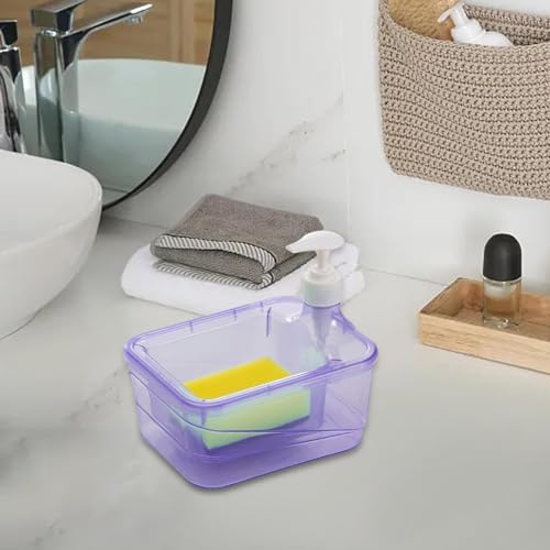 Image of Soap Dispenser and Scrubber Holder Soap Liquid Pump Bottle, 2 in 1 Dish Soap Dispenser and Sponge Holder Gadgets Sponge Included (Multi Colour)