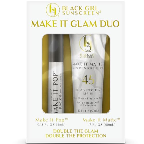 Black Girl �T���X�N���[�� Make It Matte SPF 45 & Make It Pop Sungloss - ��Ɣ��̓��Ă��~�߁ASPF 50���b�v�O���X�A�g���x���T�C�Y�A���C�N�A�b�v�����p�A�����j�����b�`�X�L���p�z���C�g�L���X�g�Ȃ� 