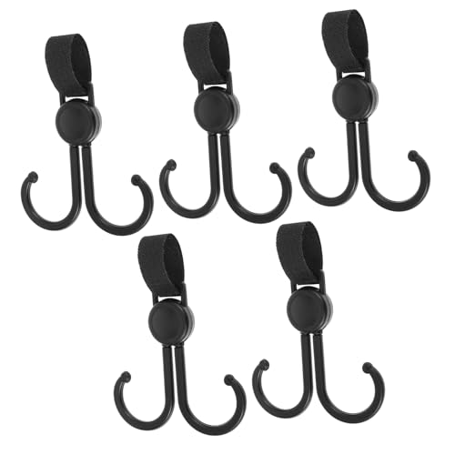 SOESFOUFU Portable Double Hooks for Stroller Shopping Cart Rotatable Home Hook Organizer Car Back Seat Accessory 5-pack