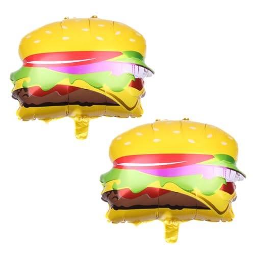 Image of 2PCS Hamburger Balloons Foil Aluminum Food Balloon Birthday Party Decorations