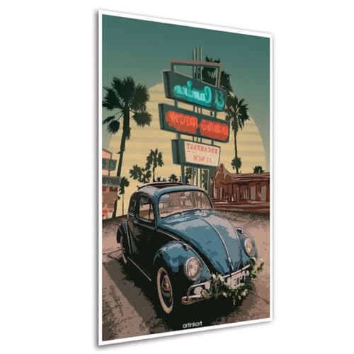 Image of ArtinKart- Ambassador Car, Posters for Room Decoration Aesthetic, Car Posters for Room, Vintage Wall Decor (Multicolored, 12x18 inches, Unframed)