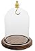 3"x4" Pocket Watch Glass Display Dome Cloche Real Walnut Wood Base & Gold Brass hook