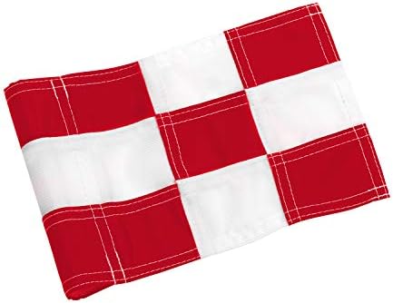 Checkered Golf Flag with Plastic Insert, Putting Green Flags for yard, Indoor/Outdoor, Garden Pin Flags, 420D Premium Nylon Flag, 8" L x 6" H, White&Red