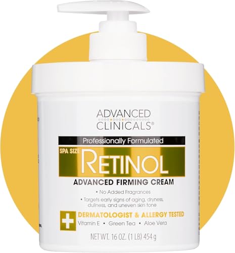 Advanced Clinicals Retinol Body Lotion & Face Moisturizer 454g Anti-Aging Cream for Crepey Wrinkled Sagging & Sun-Damaged Skin