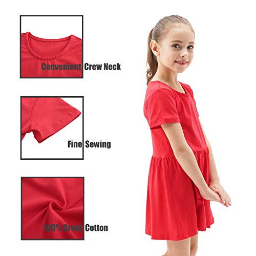 HowJoJo Girls Summer Cotton Dresses Short Sleeve Casual Dress for Girls4