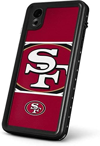 Skinit Waterproof Phone Case Compatible with iPhone XR - Officially Licensed NFL San Francisco 49ers Zone Block Design Red