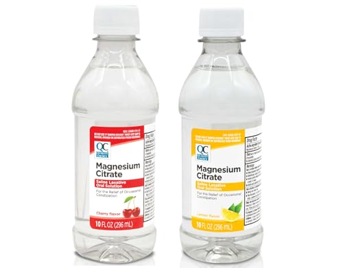 Quality Choice Magnesium Citrate, Saline Laxative for Constipation, Fast Acting Relief, Colon Prep and Cleanse in Both Cherry & Lemon Flavor 10 Fl Oz per Bottle, Clear Mag Citrate