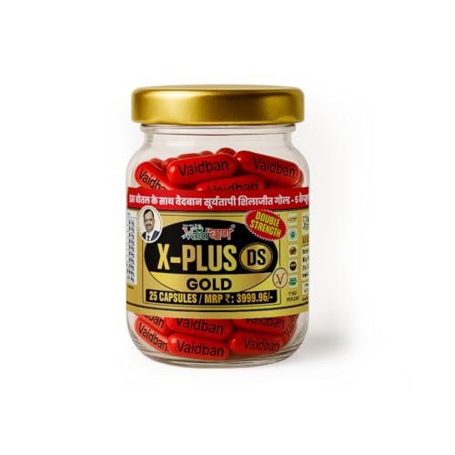 Image of Vaidban X-Plus DS Gold Capsule, Ayurvedic Vitality Supplement with Safed Musli, Ashwagandha, Shilajit, Shatavari, Giloy, Brahmi, Strength & Immunity Booster, Made in India