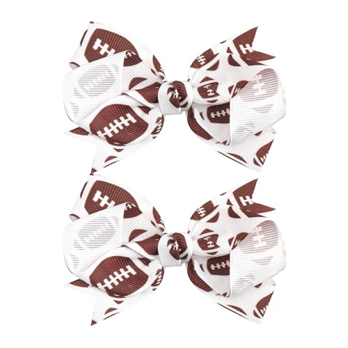 YanJie 2PCS 4'' Football Hair Clips Girls Party Glitter Ribbon Hair Accessories Kids Sports Theme Party Game Costume Baby Girl Football Outfit