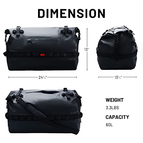 MIER Large Waterproof Duffel Bag Rolltop Dry Backpack Duffle Bags for Kayaking, Rafting, Boating, Swimming, Camping, Travel, Gym, Beach, 60L, Black