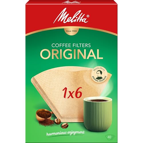 Melitta, 40 Filtres à Café, Taille 1x6, Pour Cafetière à