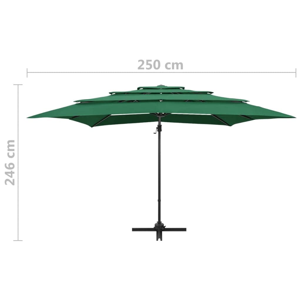 Parasol przeciwsłoneczny z aluminiowym masztem, 4-warstwowy, 250 x szarobrązowy (taupe), parasol ogrodowy z korbą, nachyleniem i ochroną przed promieniowaniem UV, na taras, balkon, do ogrodu