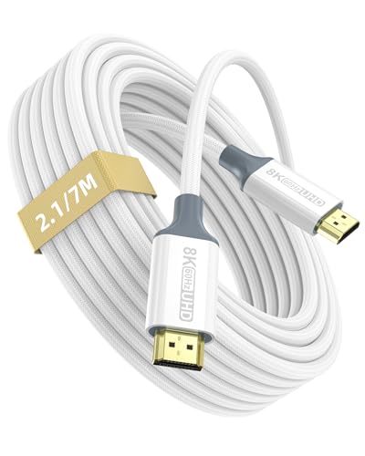 Image of 8K HDMI Cable, 23ft 48Gbps High Speed DHDMI Cable Braided Cable, 8K@60Hz 4K@120Hz /144Hz /240Hz,Compatible with TV,HDR10,HDCP 2.3,PS5,Xbox Series X,Soundbar,LG TV