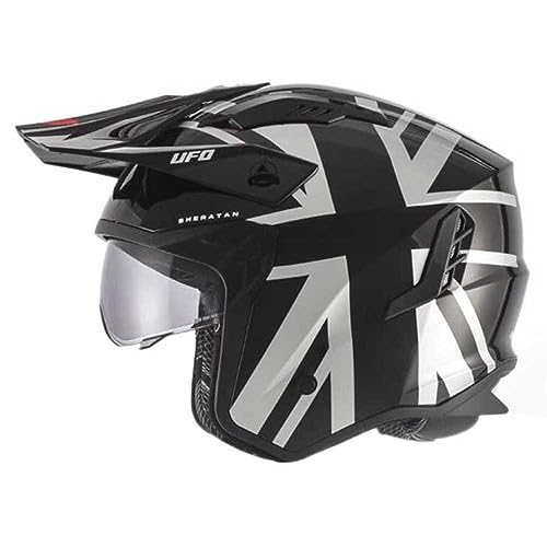  UFO PLAST Casco Jet Sheratan con Visiera Parasole a Scomparsa Trial Street Moto (M) Marrone ECE