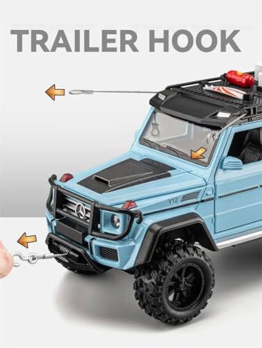 Image of 1:24 Scale Big Brabus G550 4X4 Metal Diecast Car for Kids with Openable Doors, Sound, Light Effects, Pullback Function, Black