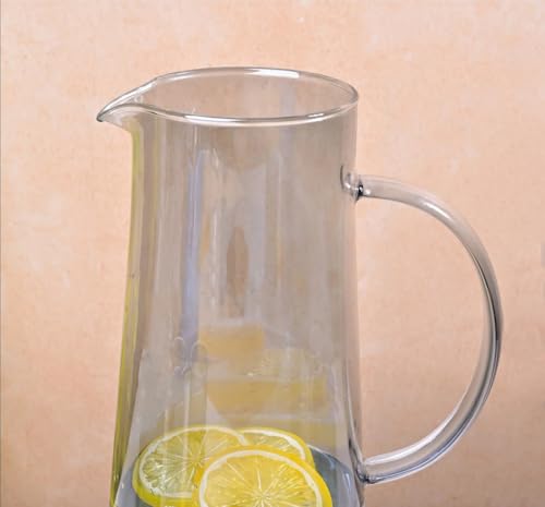 Image of Water and Juice Black Glasses Set of 6 and Borosilicate Jug Set Combo (6 PC Glasses 280ML and 1 Water Jug 1.8 Liter) Transparent, Glass and Jug Set for Dining Table (7 Piece)