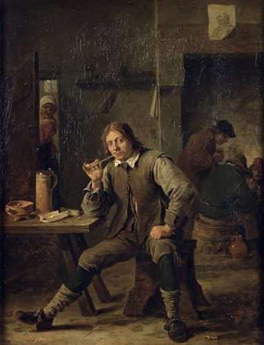 Impression sur toile David Teniers un fumeur de qualité musée pour décoration salon moderne