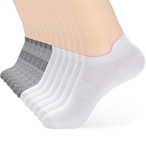 Image of ATBITER Ankle Socks Womens and Men Thin Athletic Running Low Cut No Show Socks With Heel Tab 6-12 Pairs | White Short Summer Athletic Running Yoga Pilates Workout Sneaker Socks Lightweight Non Slip Size 7-9 9-11