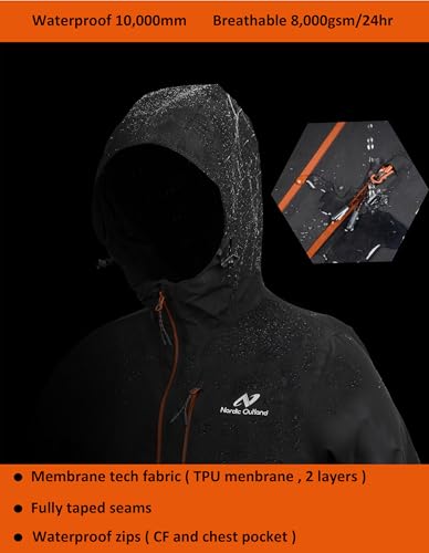 Nordic Outland Rain Jacket Men,Waterproof Breathable Long Raincoat With Hood Mesh Lining,Windbreaker For Outdoor Fishing Camping thumb #3