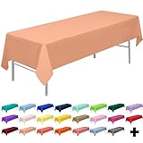 PARTY ULYJA Peach Tablecloths Plastic 3-Pack Premium 54 Inches x 108 Inches Disposable Table Covers Decorative Table Cloths for Rectangle Tables