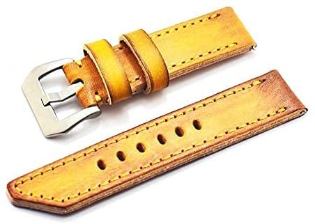 Bracelet en cuir vintage jaune pour montres hommes idéal pour un look rétro chic