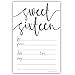 Classic Script Sweet 16 Invitations (20 Count) with Envelopes - Birthday Party