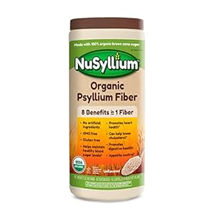 USDA Organic Psyllium Husk Fiber Powder, Daily Fiber Supplement Promotes Digestive Health* & Appetite Control* w/ Brown Sugar, Unflavored, 85 Servings