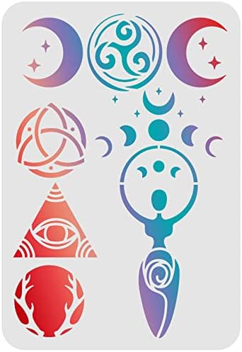 FINGERINSPIRE Moon Sun Planet Stencil Decoration Template 29.7x21cm Plastic Space Planet Stars Drawing Painting Stencils Rectangle Reusable Stencils for Painting and DIY Projects