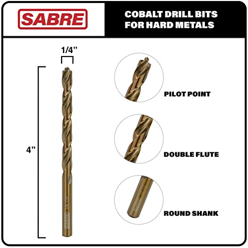 Sabre Tools 1/4 Inch Cobalt Drill Bits 5pcs Heavy-Duty Metal Drill Bit Set for Steel, Cast Iron (1/4" x 4") by Sabre Tools - Used condition - Image 2
