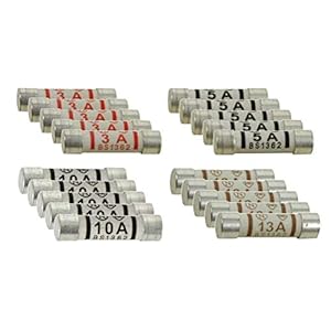 20 x Mixed Electrical Ceramic Household Domestic Mains Plug Top Fuses 3A 5A 10A 13A