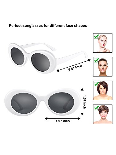 Blulu 18 Pack Retro Clout Oval Mod Thick Frame Round Lens Sunglasses Women Men Sunglasses White2