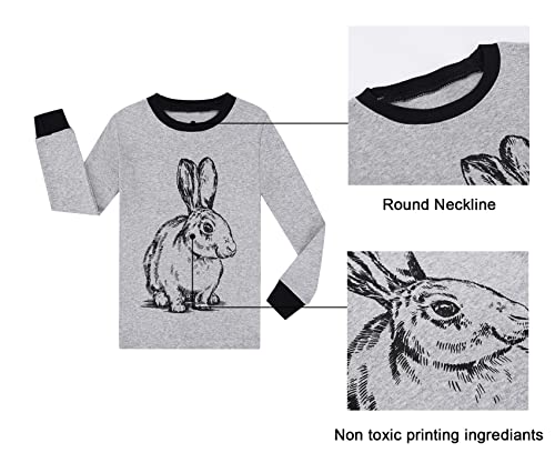 Benaive Easter Pajamas for Boys, Bunny Pjs for Boy Cotton Pajama, 2-Piece Children Pants Set (Rabbit, Grey, 3T) - image 4