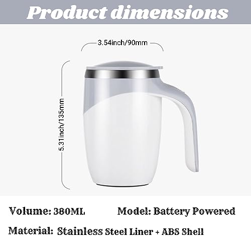Image of Automatic Magnetic Stirring Coffee Mug, Rotating Home Office Travel Mixing Cup, Funny Electric Stainless Steel Self Mixing Coffee Tumbler, for Coffee, Milk, Cocoa, Tea, Beverages, Gift, White