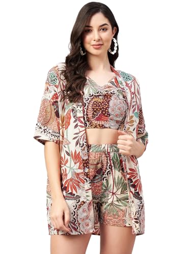 Image of Pujia Mills Woman Stylish Co-ord Set || Trendy Korean Summer Travel Outfit || Girls Pajama Set For Beach & Holiday Look