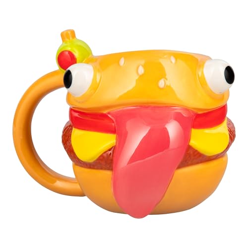Paladone Fortnite Durrr - Caneca em forma de hambúrguer de 450 ml, caneca de café de cerâmica oficial licenciada para jogos, para chá, chocolate quente e muito mais, presente para crianças