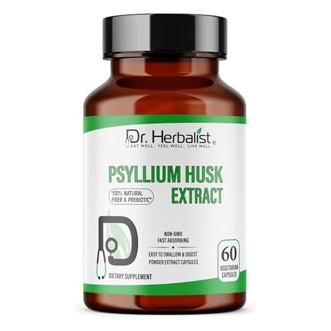 Dr. HERBALIST Psyllium Husk Capsules | 500mg Fast Absorbing Psyllium Fiber | Easy to Swallow & Digest | Digestive Health Support | Dietary Fiber Supplement | Fiber Capsules | Psyllium Fiber Capsules Cover
