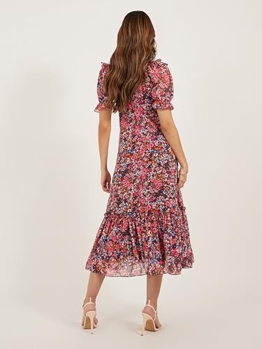 Image of Miss Chase Women's Round Neck Cap Sleeves Lace Knee -Long Skater Dress