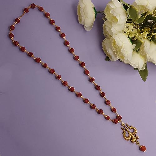 Efulgenz Rudraksha Necklace With Lord Shiva Trishula Damru Pendant Handmade Jewelry Hindu Religious Spiritual Indian Jewelry Beaded Necklace for Women2