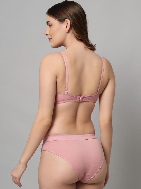 Image of Imsa Moda Women's Padded Wire-Free Bra & Panty Set - Soft Polycotton Lingerie (Pack of 1)