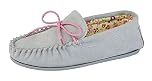 Ladies Real Suede Leather Moccasin with Hardwearing Sole (6 UK, Grey)