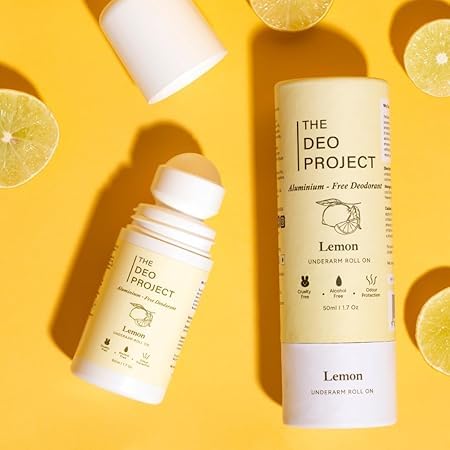 Image of Aluminium-Free Lemon Underarm Roll-On Deodorant, 50ml, Pack of 2 | Prevents Odour, Brightens Skin & Exfoliates Underarm | Unisex - 100 ML