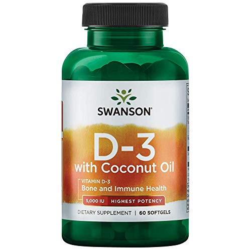 Swanson High Potency Vitamin D-3 with Coconut 5000 Iu (125 mcg) 60 Sgels