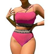 SherryDC Women's Ribbed High Waisted Bikini Swimsuit One Shoulder Bandeau Two Pieces Bathing Suit