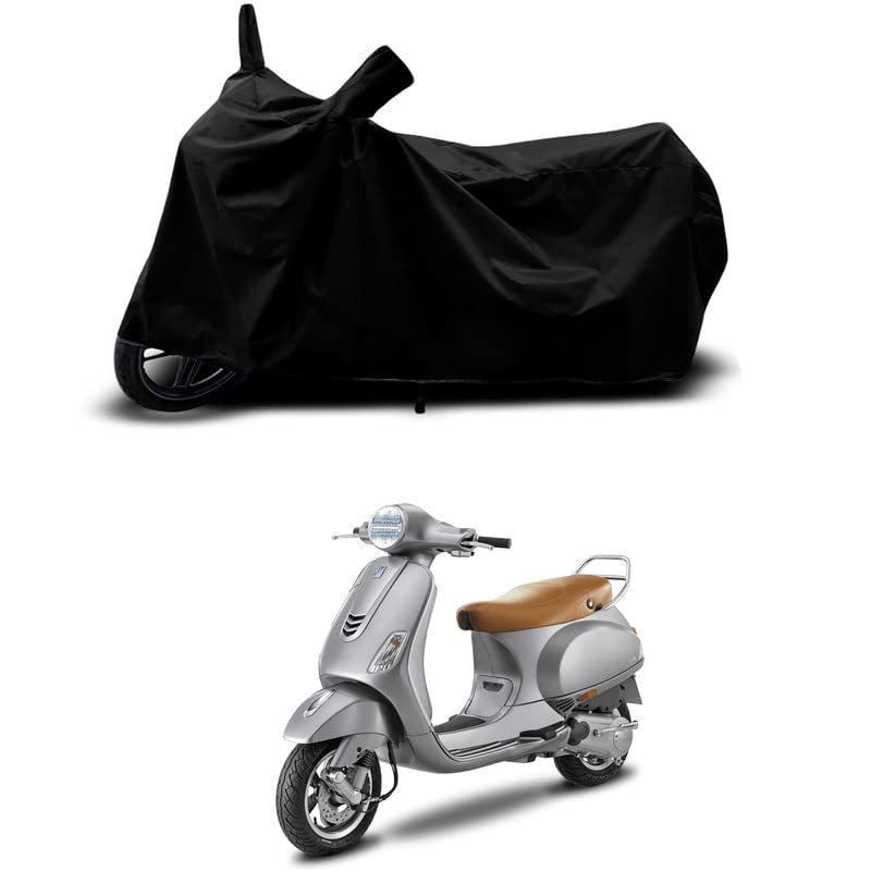 Image of 100% Scratchproof /UV-Rays /Heat Protection /Birds Dropping /Water Resistant /Dust Proof /Waterproof /Full Bike Scooty Two Wheeler Body Cover Compatible for Vespa VXL 125 BS6 All Varients[Black]