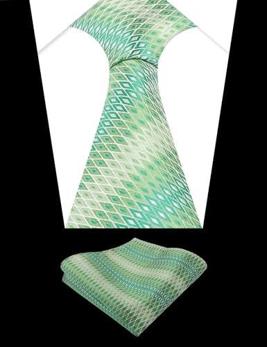 Image of Alizeal Mens 3.15'' Gradient Novelty Pattern Tie Set with Pocket Square Casual Color Tie Set