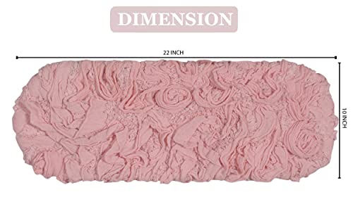 Home Weavers Bell Flower Toilet Tank Lid Cover – 10\"x22\", 100% Cotton, Tufted, Soft & Absorbent, Non-Slip, Machine Washable Bathroom Décor, Pink