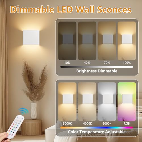 Lampara pared sin cables USB recargable para pasillo y dormitorio con luces LED ajustables 5