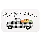 Area Rug, Thanksgiving Rug, Pumpkin Patch Decorative Mat, Autumn Check Truck Floor Mat for Kitchen Bathroom Living Room Bedroom Indoor Entryway, 18 x 30 Inches