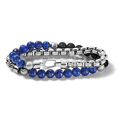 Bulova Men's Double-Wrap Bracelet with Lapis Lazuli Cover